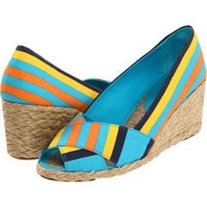 RALPH LAUREN Stripe Wedge Espadrilles NWT Cecilia